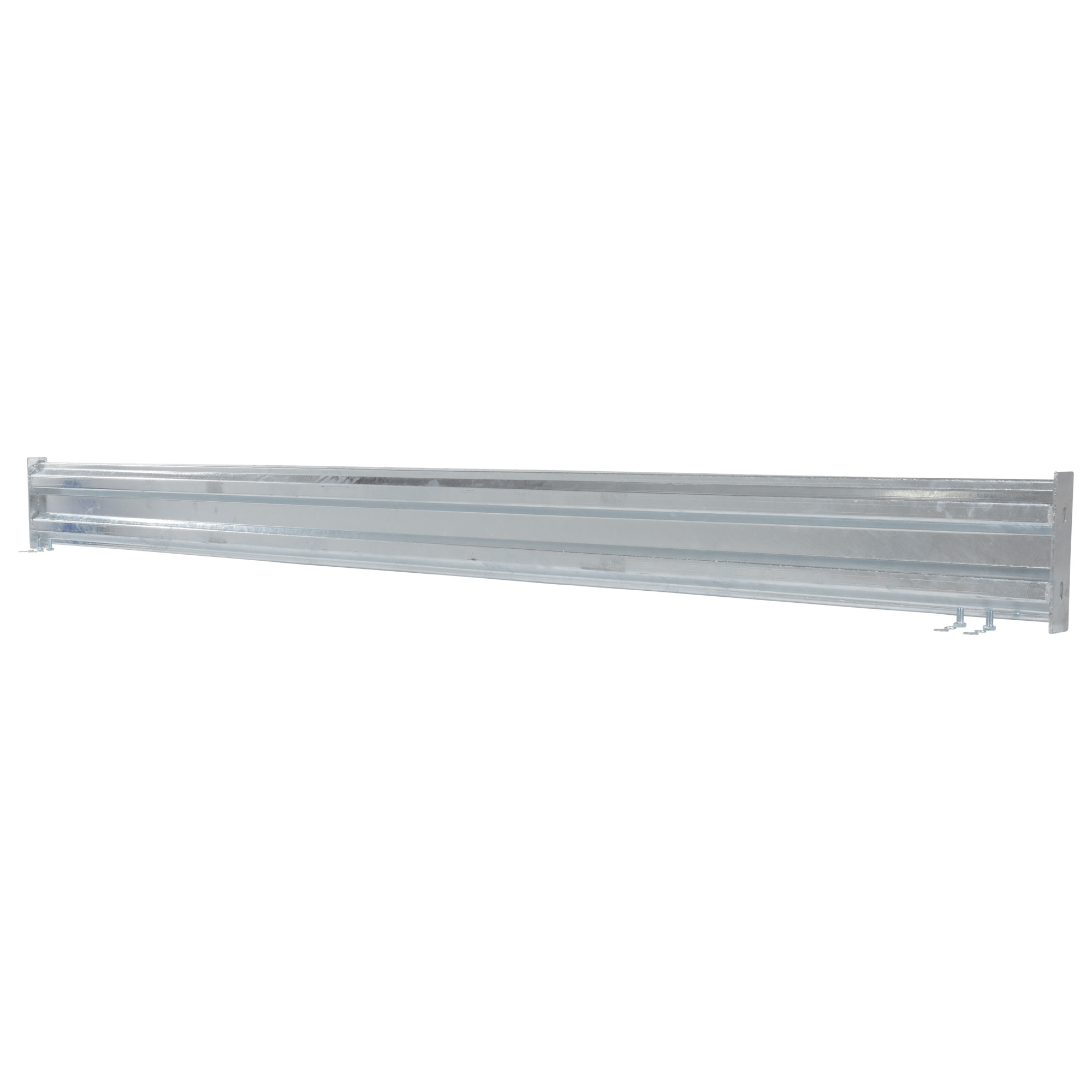 Vestil Ribbed Bolt-On Style Guard Rail - 113.875in. Length, Galvanized Steel, Double Ribbed, Model# GR-F2R-BO-10-HDG